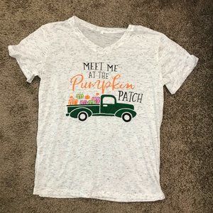 Pumpkin Patch V Neck Fall Tee Large